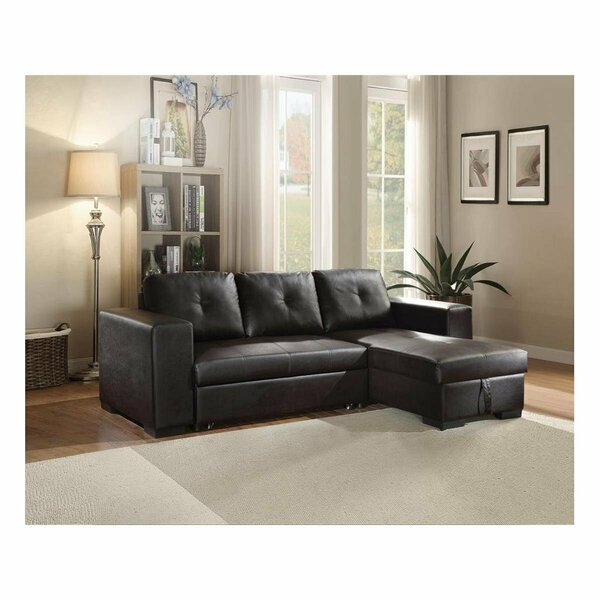 Acme Lloyd Sectional Sofa with Sleeper, Black PU 53345
